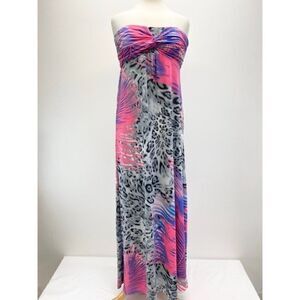 Venus Strapless Maxi Dress Animal Print Size Small